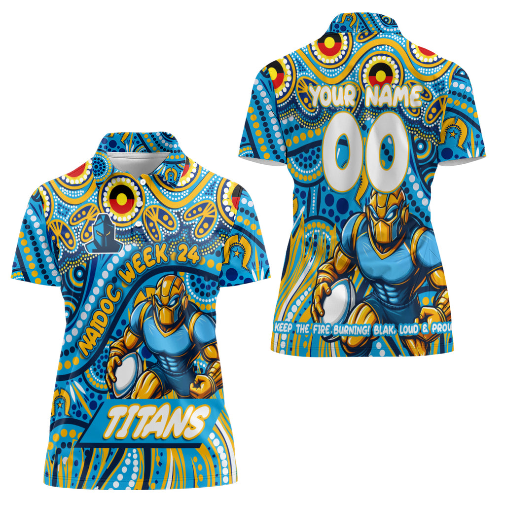 Custom Australia NAIDOC Week 2024 Women Polo Shirt Titans Mascot Keep The Fire Burning