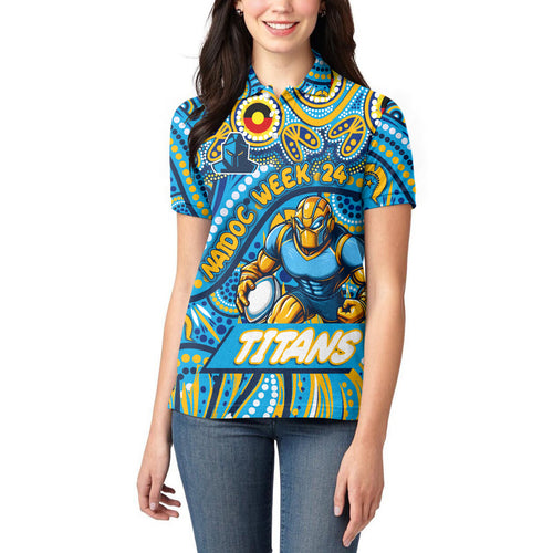 Custom Australia NAIDOC Week 2024 Women Polo Shirt Titans Mascot Keep The Fire Burning