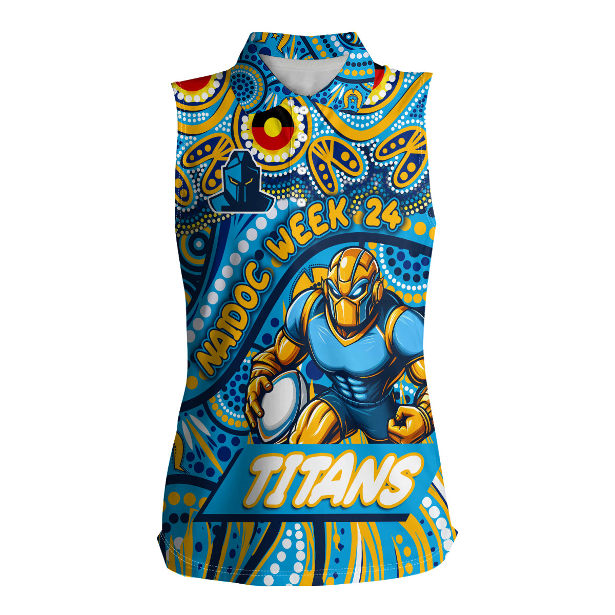 Custom Australia NAIDOC Week 2024 Women Sleeveless Polo Shirt Titans Mascot Keep The Fire Burning