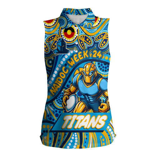 Custom Australia NAIDOC Week 2024 Women Sleeveless Polo Shirt Titans Mascot Keep The Fire Burning