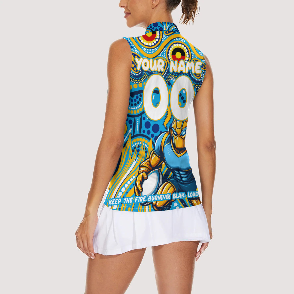 Custom Australia NAIDOC Week 2024 Women Sleeveless Polo Shirt Titans Mascot Keep The Fire Burning
