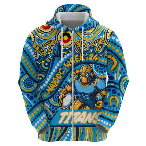 Custom Australia NAIDOC Week 2024 Zip Hoodie Titans Mascot Keep The Fire Burning