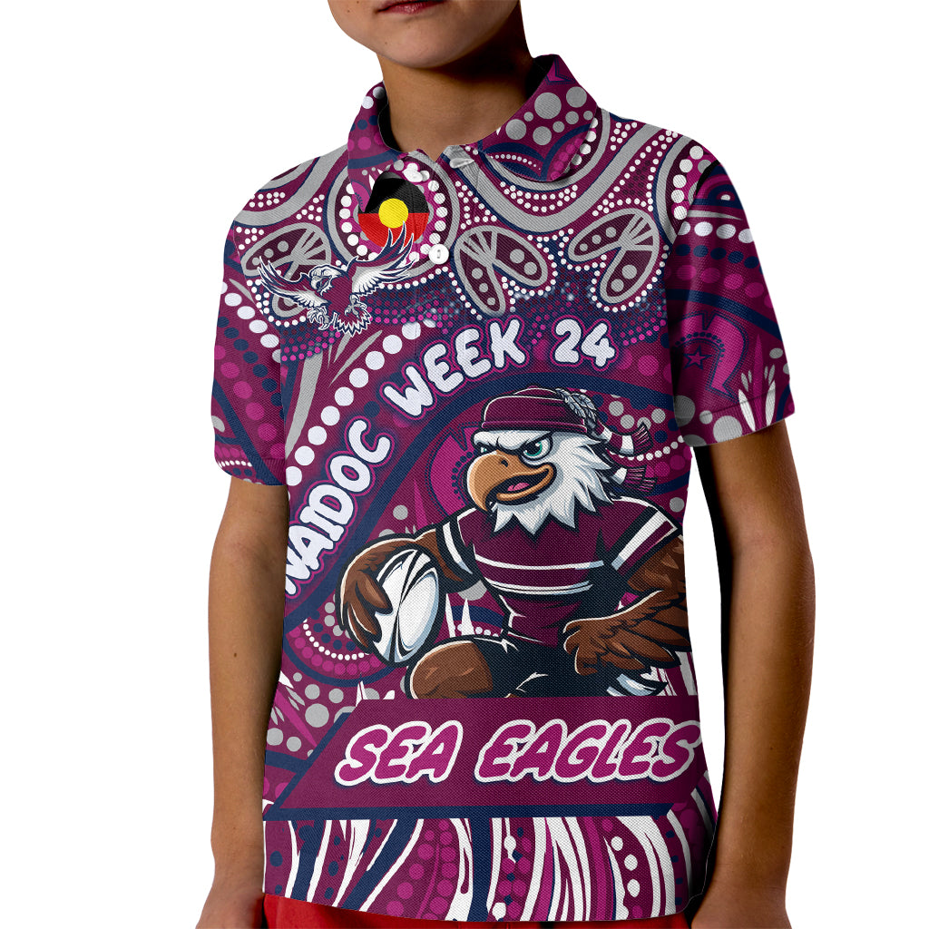 Custom Australia NAIDOC Week 2024 Kid Polo Shirt Sea Eagles Mascot Keep The Fire Burning