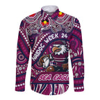 Custom Australia NAIDOC Week 2024 Long Sleeve Button Shirt Sea Eagles Mascot Keep The Fire Burning
