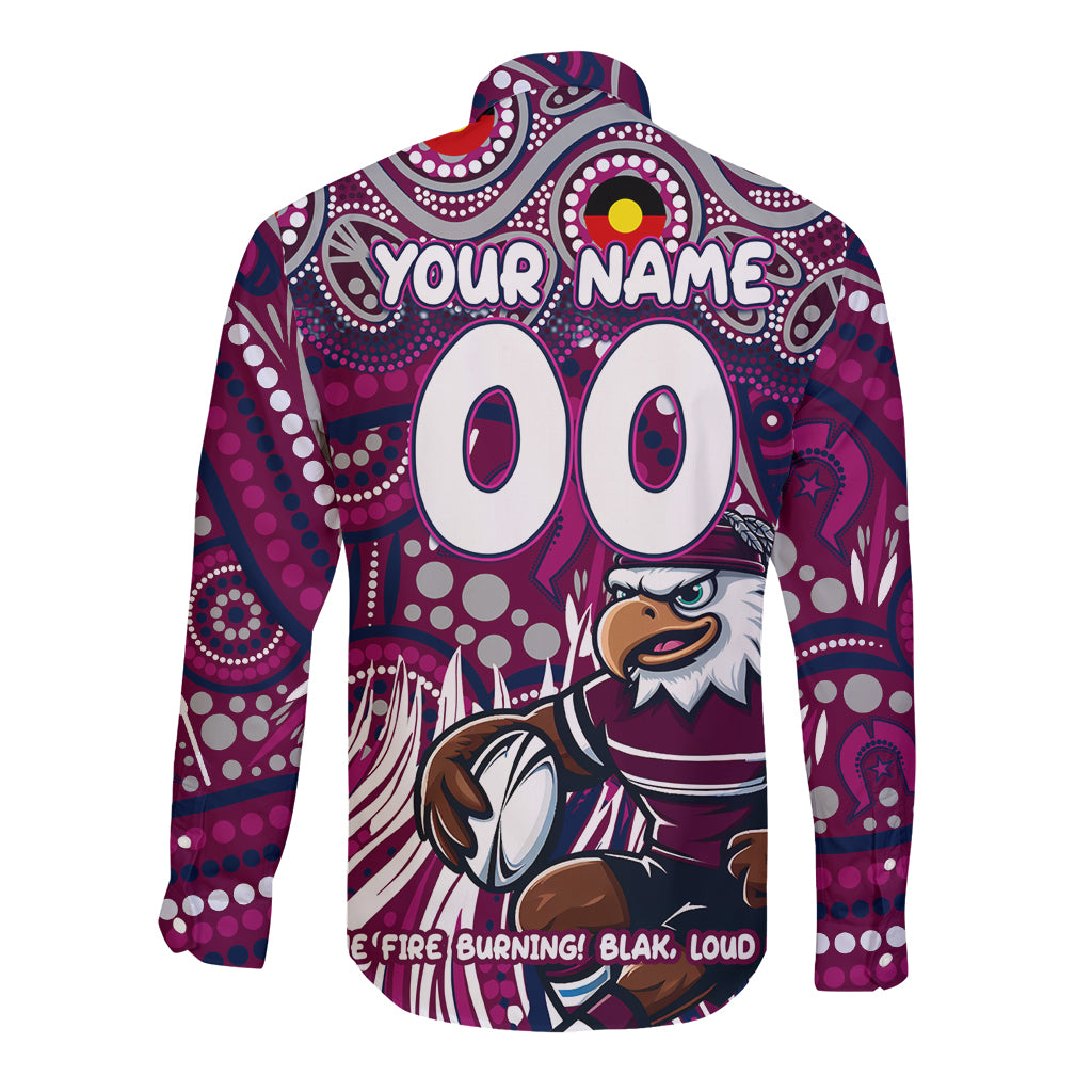 Custom Australia NAIDOC Week 2024 Long Sleeve Button Shirt Sea Eagles Mascot Keep The Fire Burning