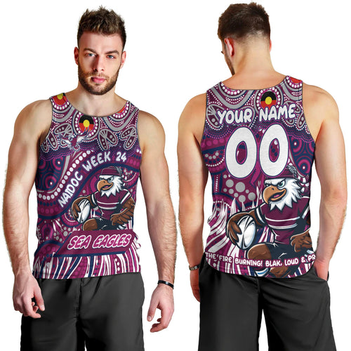 Custom Australia NAIDOC Week 2024 Men Tank Top Sea Eagles Mascot Keep The Fire Burning