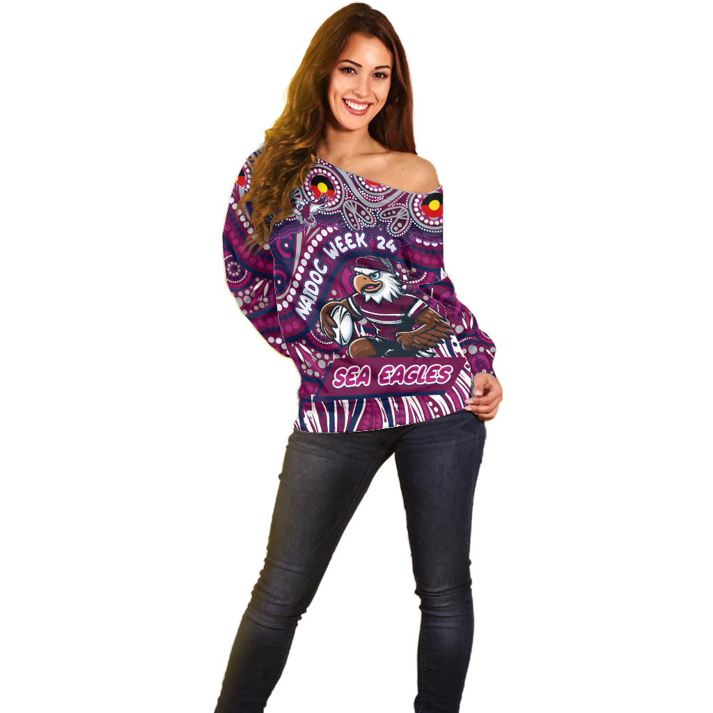 Custom Australia NAIDOC Week 2024 Off Shoulder Sweater Sea Eagles Mascot Keep The Fire Burning