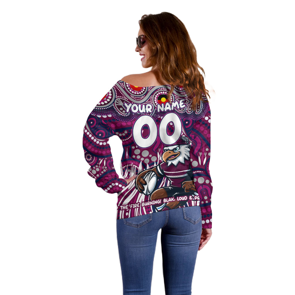 Custom Australia NAIDOC Week 2024 Off Shoulder Sweater Sea Eagles Mascot Keep The Fire Burning