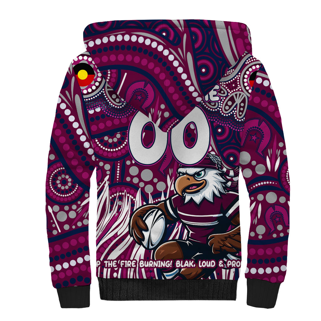 Custom Australia NAIDOC Week 2024 Sherpa Hoodie Sea Eagles Mascot Keep The Fire Burning
