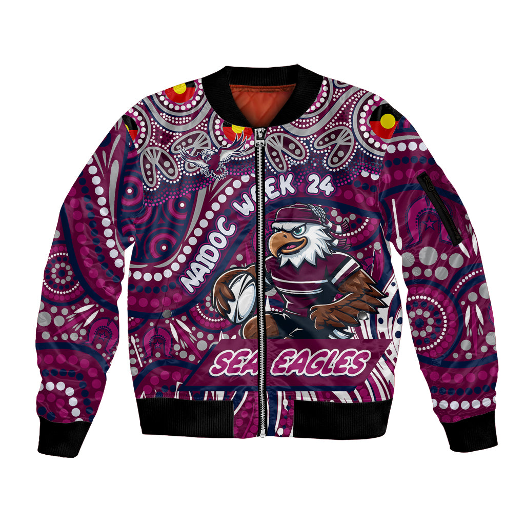 Custom Australia NAIDOC Week 2024 Sleeve Zip Bomber Jacket Sea Eagles Mascot Keep The Fire Burning