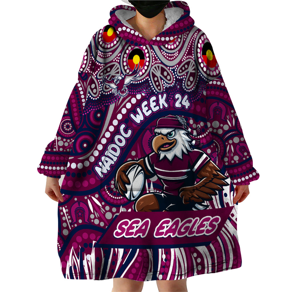 Custom Australia NAIDOC Week 2024 Wearable Blanket Hoodie Sea Eagles Mascot Keep The Fire Burning