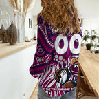 Custom Australia NAIDOC Week 2024 Women Casual Shirt Sea Eagles Mascot Keep The Fire Burning