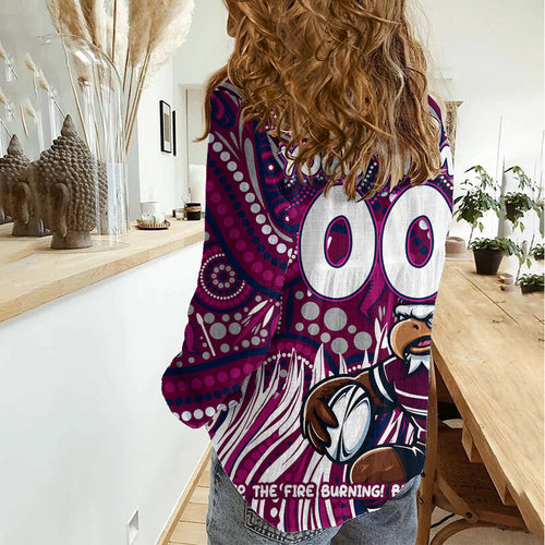 Custom Australia NAIDOC Week 2024 Women Casual Shirt Sea Eagles Mascot Keep The Fire Burning