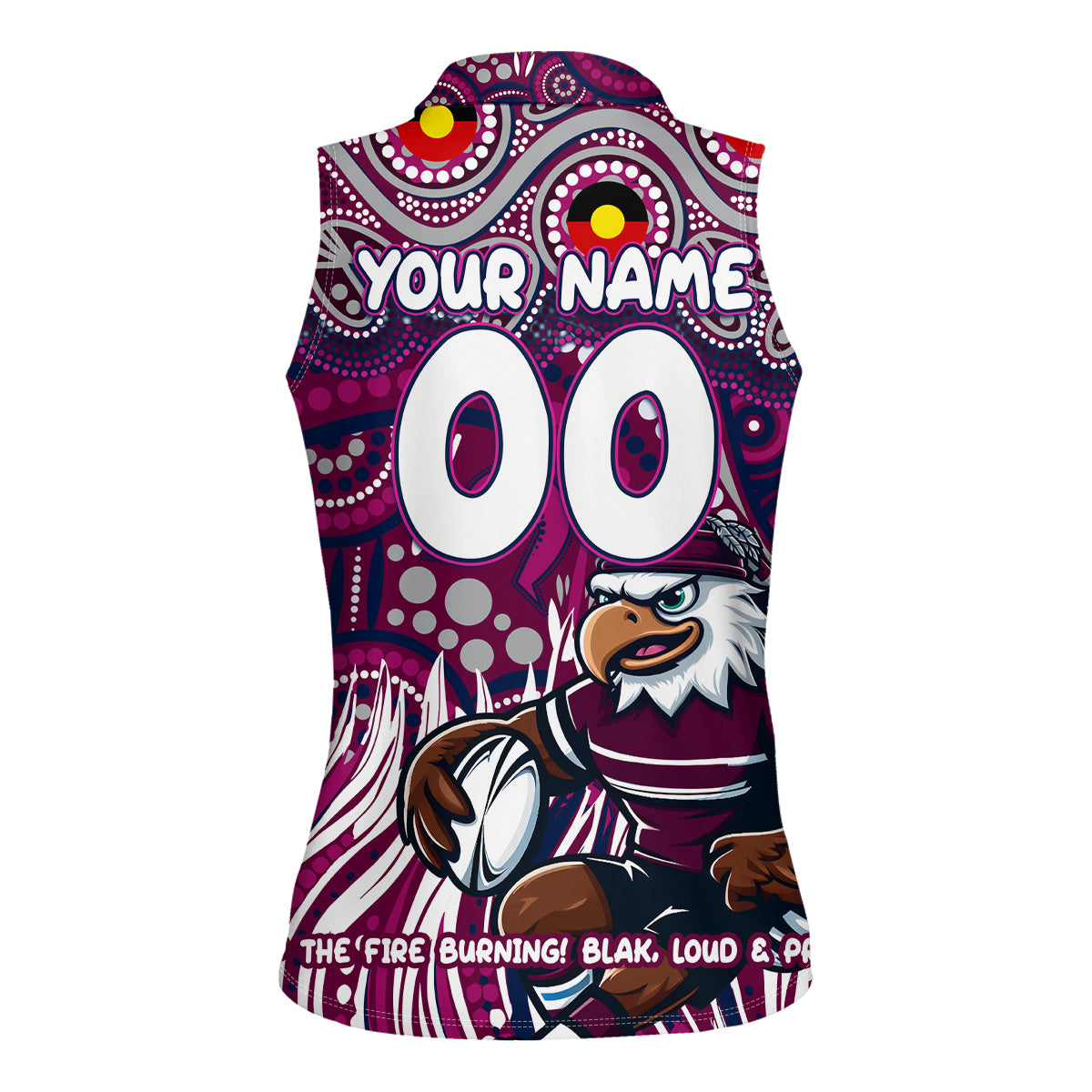 Custom Australia NAIDOC Week 2024 Women Sleeveless Polo Shirt Sea Eagles Mascot Keep The Fire Burning