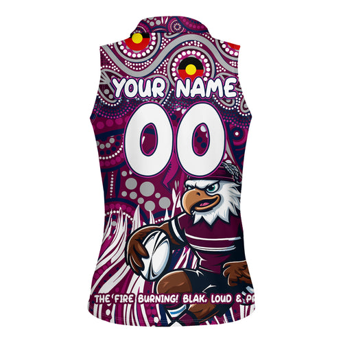 Custom Australia NAIDOC Week 2024 Women Sleeveless Polo Shirt Sea Eagles Mascot Keep The Fire Burning