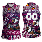 Custom Australia NAIDOC Week 2024 Women Sleeveless Polo Shirt Sea Eagles Mascot Keep The Fire Burning