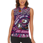 Custom Australia NAIDOC Week 2024 Women Sleeveless Polo Shirt Sea Eagles Mascot Keep The Fire Burning
