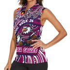 Custom Australia NAIDOC Week 2024 Women Sleeveless Polo Shirt Sea Eagles Mascot Keep The Fire Burning