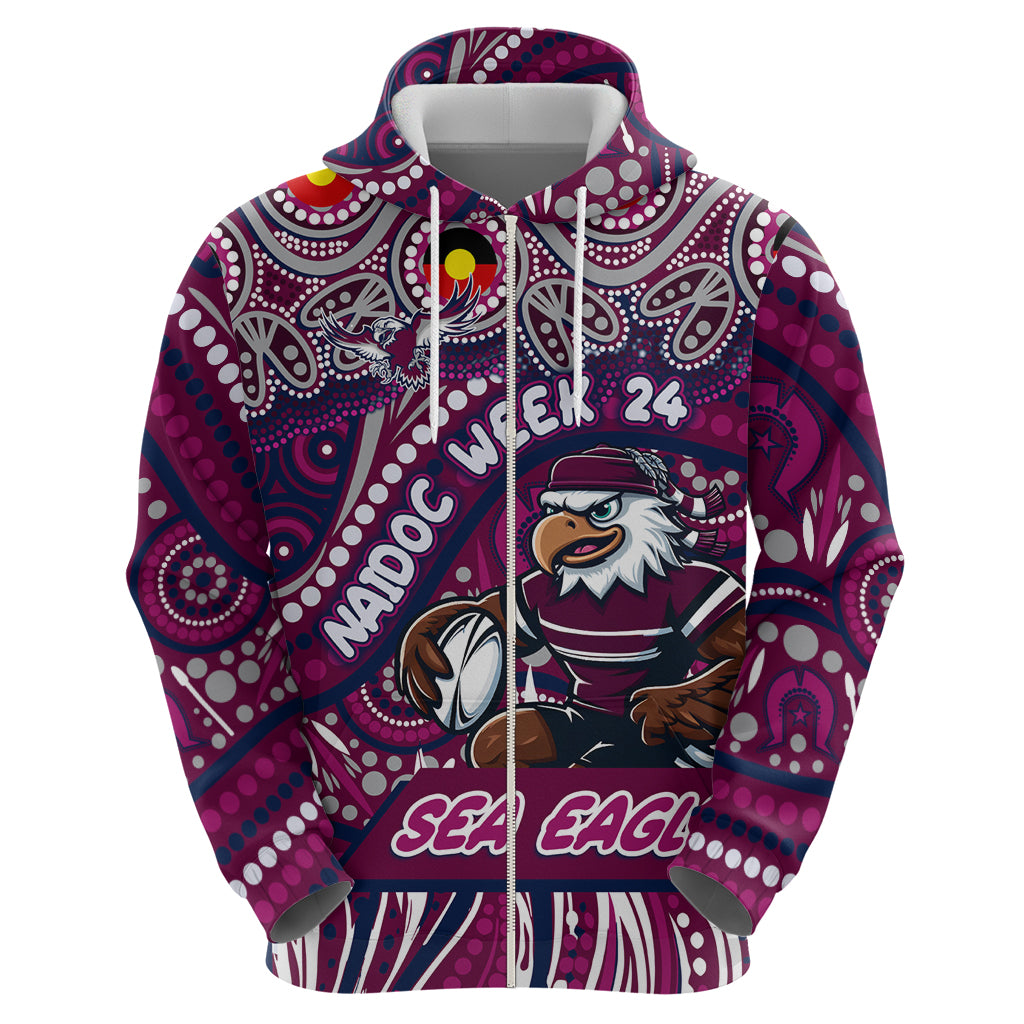 Custom Australia NAIDOC Week 2024 Zip Hoodie Sea Eagles Mascot Keep The Fire Burning