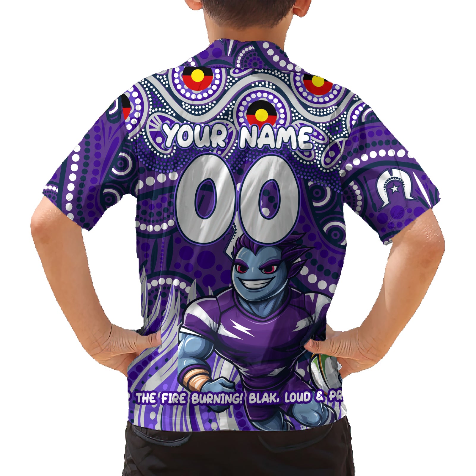 Custom Australia NAIDOC Week 2024 Kid Hawaiian Shirt Melbourne Storm Mascot Keep The Fire Burning