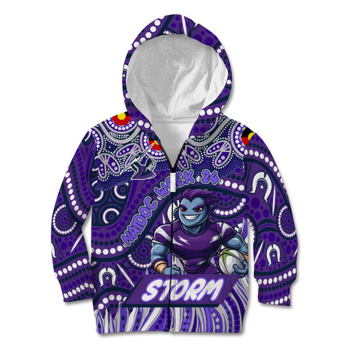Custom Australia NAIDOC Week 2024 Kid Hoodie Melbourne Storm Mascot Keep The Fire Burning