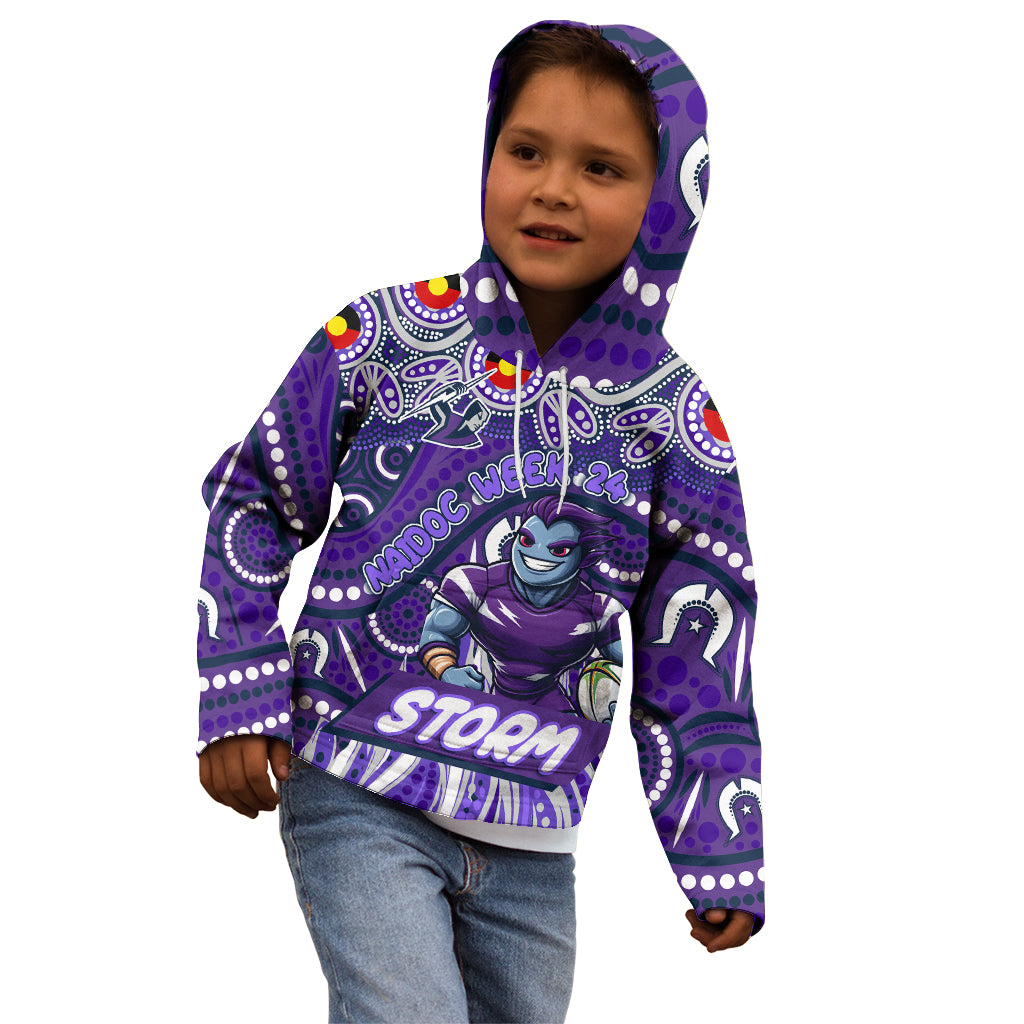 Custom Australia NAIDOC Week 2024 Kid Hoodie Melbourne Storm Mascot Keep The Fire Burning