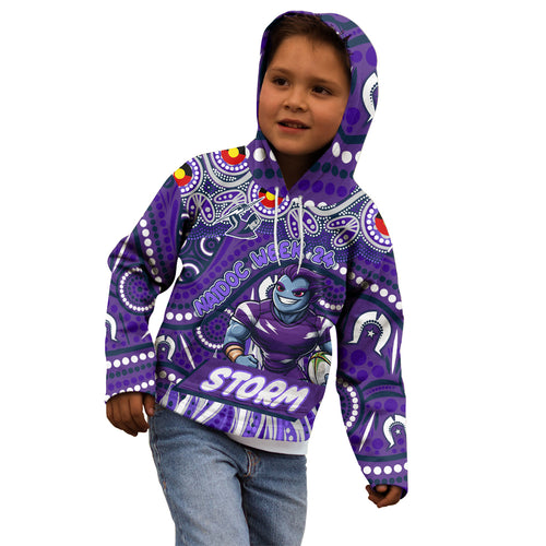 Custom Australia NAIDOC Week 2024 Kid Hoodie Melbourne Storm Mascot Keep The Fire Burning