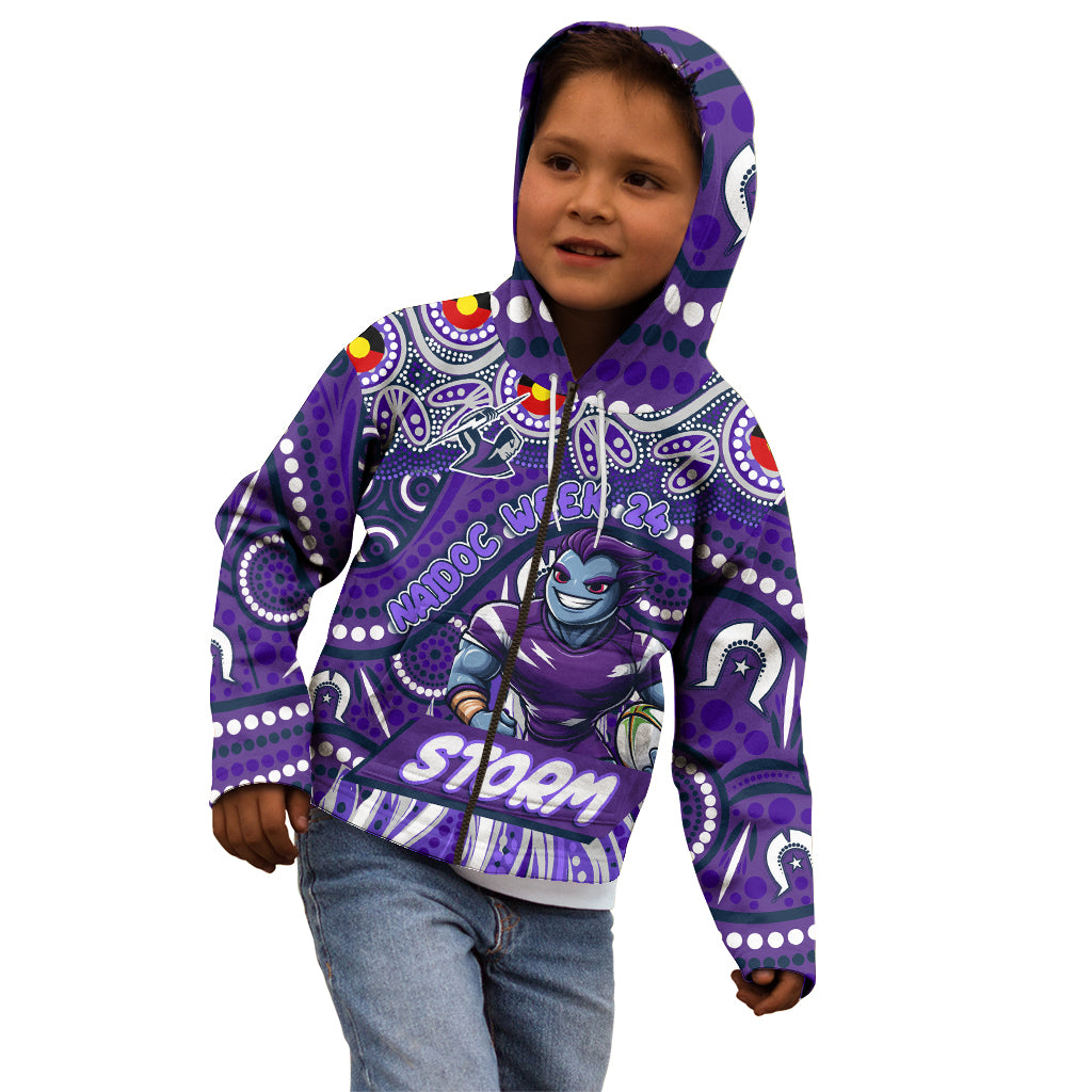 Custom Australia NAIDOC Week 2024 Kid Hoodie Melbourne Storm Mascot Keep The Fire Burning
