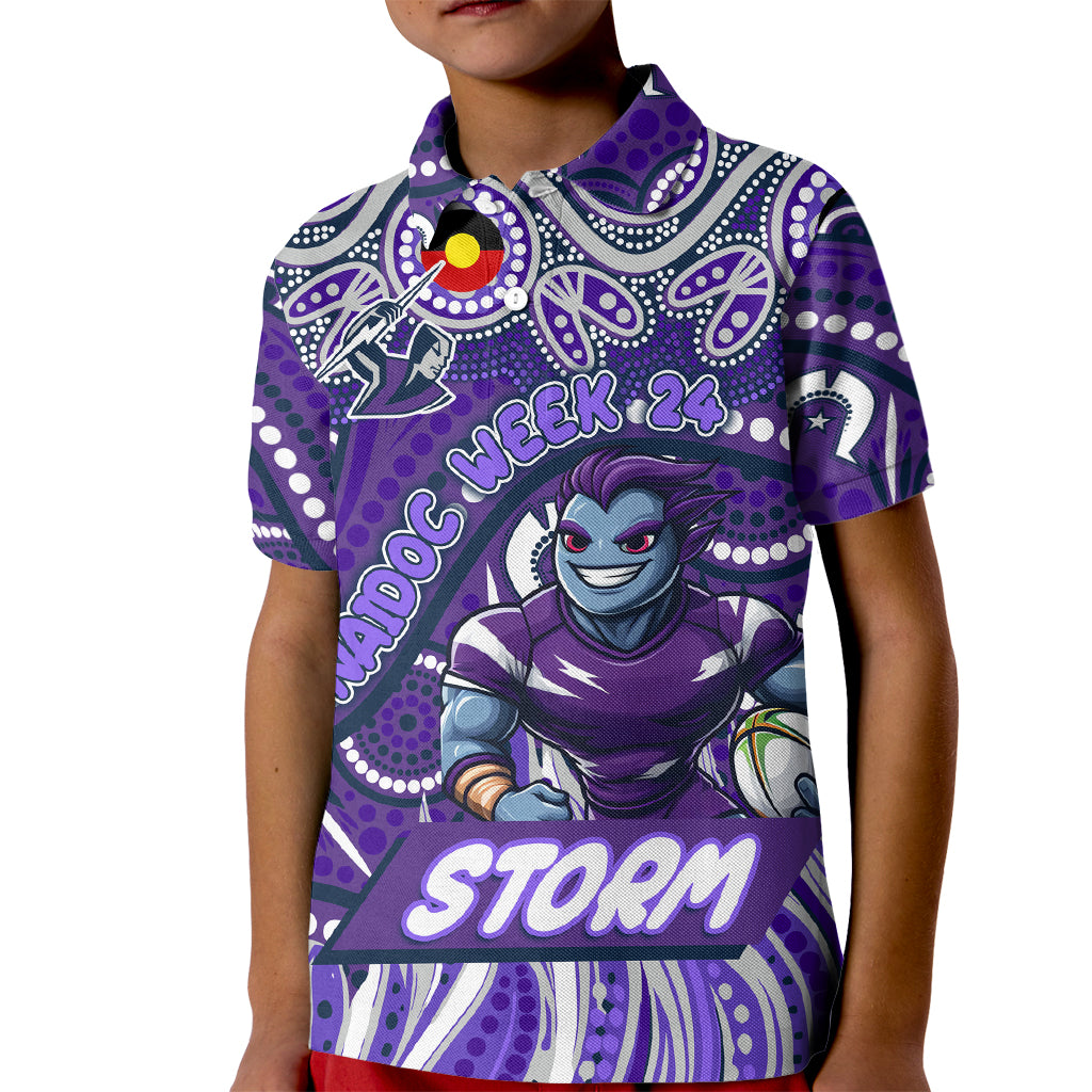 Custom Australia NAIDOC Week 2024 Kid Polo Shirt Melbourne Storm Mascot Keep The Fire Burning