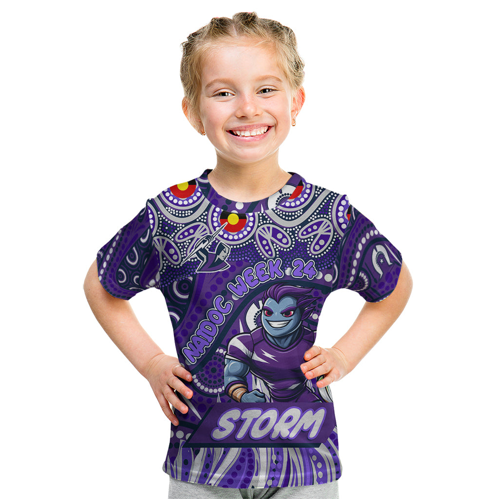 Custom Australia NAIDOC Week 2024 Kid T Shirt Melbourne Storm Mascot Keep The Fire Burning