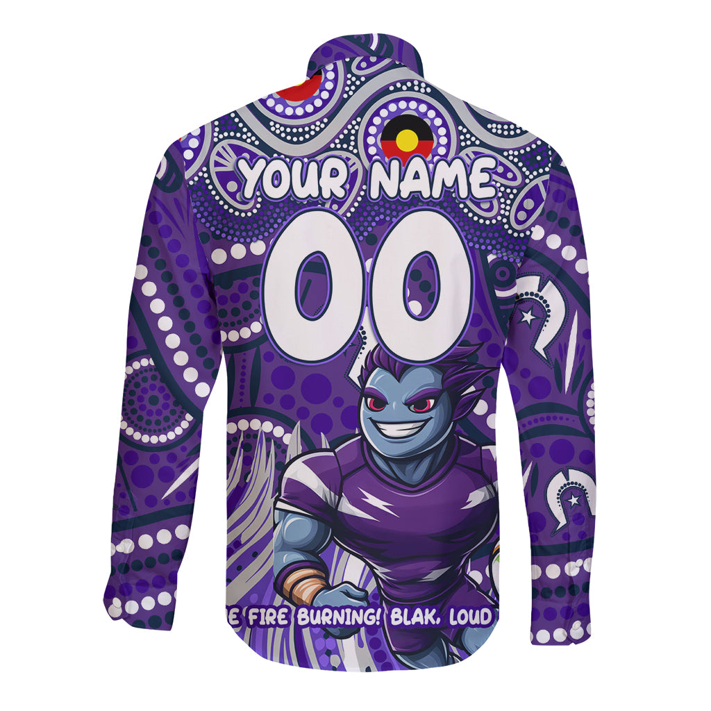 Custom Australia NAIDOC Week 2024 Long Sleeve Button Shirt Melbourne Storm Mascot Keep The Fire Burning