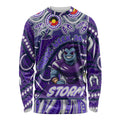 Custom Australia NAIDOC Week 2024 Long Sleeve Shirt Melbourne Storm Mascot Keep The Fire Burning