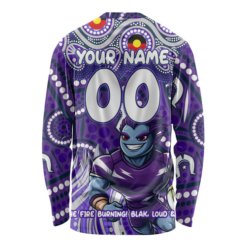 Custom Australia NAIDOC Week 2024 Long Sleeve Shirt Melbourne Storm Mascot Keep The Fire Burning