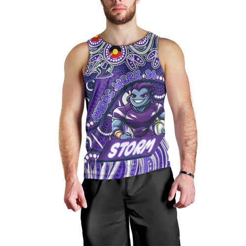 Custom Australia NAIDOC Week 2024 Men Tank Top Melbourne Storm Mascot Keep The Fire Burning
