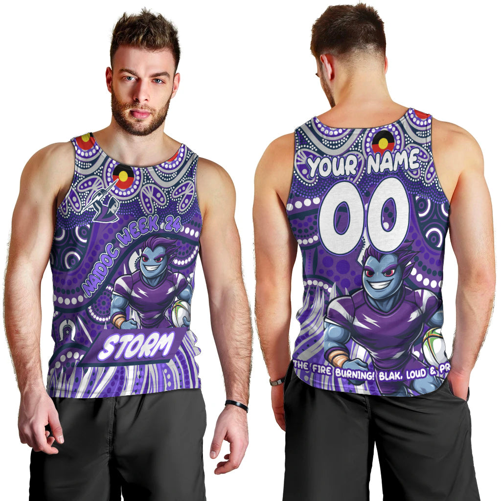 Custom Australia NAIDOC Week 2024 Men Tank Top Melbourne Storm Mascot Keep The Fire Burning