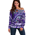 Custom Australia NAIDOC Week 2024 Off Shoulder Sweater Melbourne Storm Mascot Keep The Fire Burning