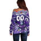 Custom Australia NAIDOC Week 2024 Off Shoulder Sweater Melbourne Storm Mascot Keep The Fire Burning