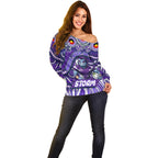 Custom Australia NAIDOC Week 2024 Off Shoulder Sweater Melbourne Storm Mascot Keep The Fire Burning