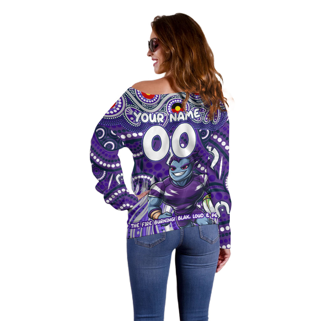 Custom Australia NAIDOC Week 2024 Off Shoulder Sweater Melbourne Storm Mascot Keep The Fire Burning