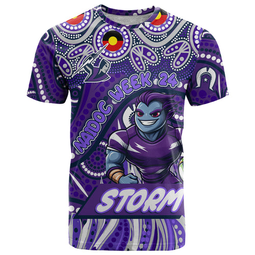 Custom Australia NAIDOC Week 2024 T Shirt Melbourne Storm Mascot Keep The Fire Burning