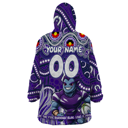 Custom Australia NAIDOC Week 2024 Wearable Blanket Hoodie Melbourne Storm Mascot Keep The Fire Burning