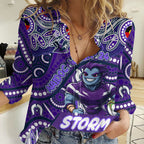 Custom Australia NAIDOC Week 2024 Women Casual Shirt Melbourne Storm Mascot Keep The Fire Burning