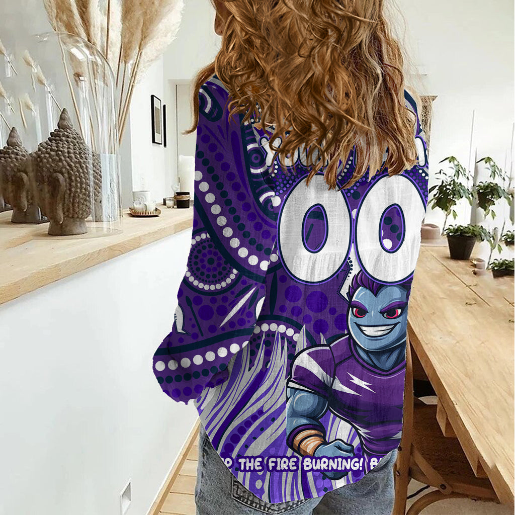 Custom Australia NAIDOC Week 2024 Women Casual Shirt Melbourne Storm Mascot Keep The Fire Burning