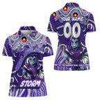 Custom Australia NAIDOC Week 2024 Women Polo Shirt Melbourne Storm Mascot Keep The Fire Burning