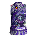 Custom Australia NAIDOC Week 2024 Women Sleeveless Polo Shirt Melbourne Storm Mascot Keep The Fire Burning