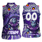 Custom Australia NAIDOC Week 2024 Women Sleeveless Polo Shirt Melbourne Storm Mascot Keep The Fire Burning
