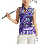 Custom Australia NAIDOC Week 2024 Women Sleeveless Polo Shirt Melbourne Storm Mascot Keep The Fire Burning