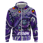 Custom Australia NAIDOC Week 2024 Zip Hoodie Melbourne Storm Mascot Keep The Fire Burning