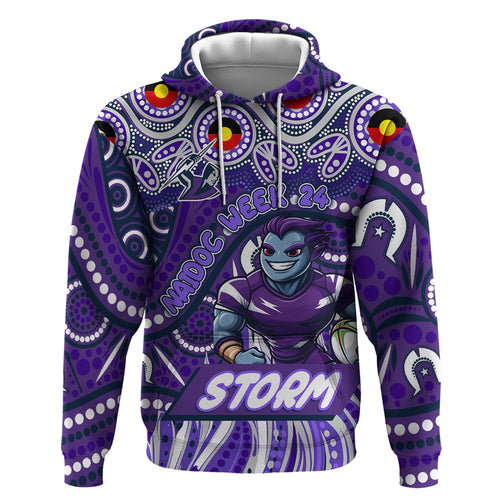 Custom Australia NAIDOC Week 2024 Zip Hoodie Melbourne Storm Mascot Keep The Fire Burning