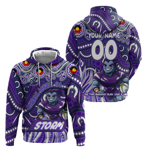 Custom Australia NAIDOC Week 2024 Zip Hoodie Melbourne Storm Mascot Keep The Fire Burning